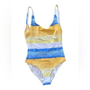 Onia Yellow and Blue Striped One-Piece Swimsuit